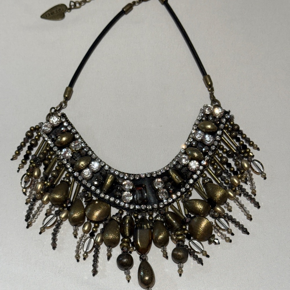 Chico's Metallic Gold and Antique Brass Statement Necklace - Picture 4 of 7